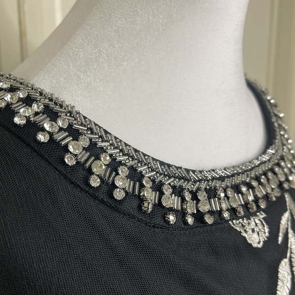 Roz & Ali Womens Black Floral Embroidered Stitched Sheath Dress Size 14 - Picture 4 of 12